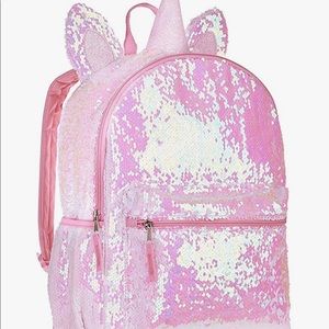 Pink Glitter Sequin Unicorn Backpack